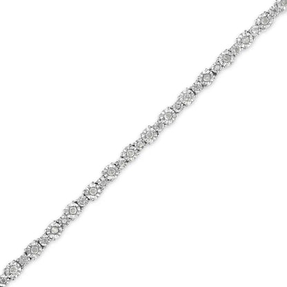 .925 Sterling Silver 1.00 Cttw Round Diamond Miracle-set Link Bracelet (i-j Color I3-promo Clarity) - 7.25’’ - Fine