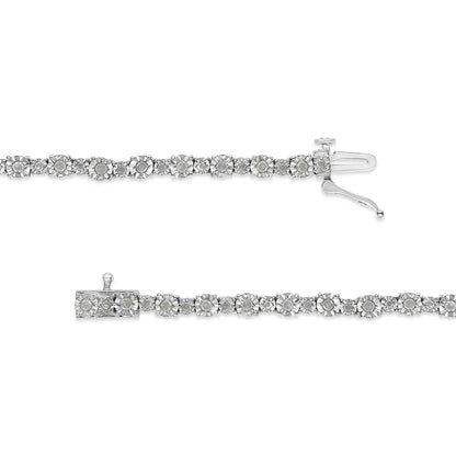 .925 Sterling Silver 1.00 Cttw Round Diamond Miracle-set Link Bracelet (i-j Color I3-promo Clarity) - 7.25’’ - Fine