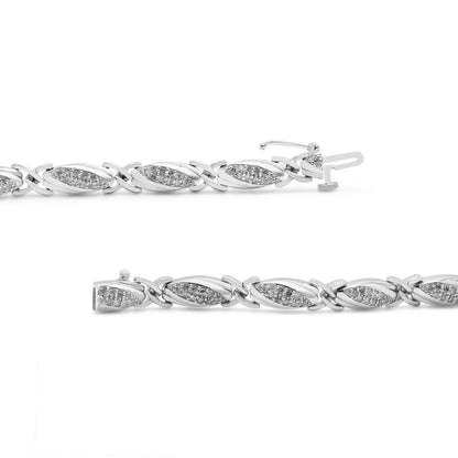 .925 Sterling Silver 1.00 Cttw Round Diamond X-link Bracelet (i-j Color I2-i3 Clarity) - Size 7.25’’ - Fine Jewelry