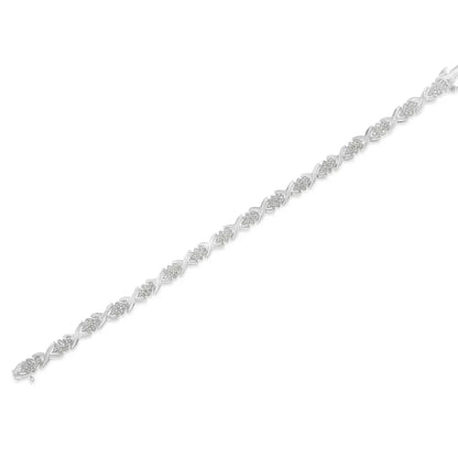 .925 Sterling Silver 1-1/2 Cttw Diamond Cluster x Link 7’’ Tennis Bracelet (i-j Color I3 Clarity) - Fine Jewelry