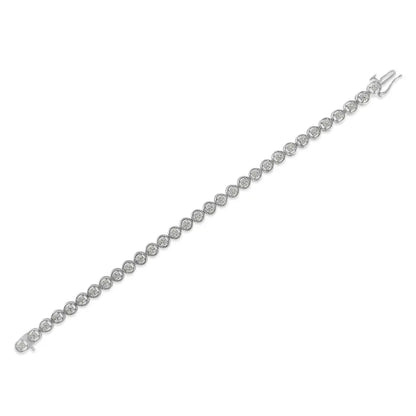 .925 Sterling Silver 1-1/3 Cttw Diamond 7’’ Open Circle Wheel Link Tennis Bracelet (i-j Color I2-i3 Clarity) - Fine