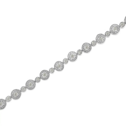 .925 Sterling Silver 1 1/3 Cttw Miracle Plate Set Diamond Alternating Link Bracelet (i-j Color I3 Clarity) -7’’