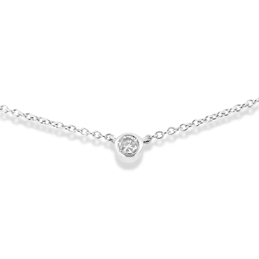 .925 Sterling Silver 1/10 Cttw Bezel Set Diamond Solitaire Strand Bracelet (h-i Color I1-i2 Clarity) - Fits Wrists Up