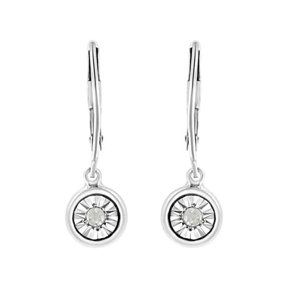 .925 Sterling Silver 1/10 Cttw Bezel-set Round-cut Diamond Accent Dangle Earring (i-j Color I3 Clarity) - Fine Jewelry