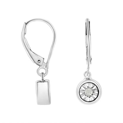 .925 Sterling Silver 1/10 Cttw Bezel-set Round-cut Diamond Accent Dangle Earring (i-j Color I3 Clarity) - Fine Jewelry