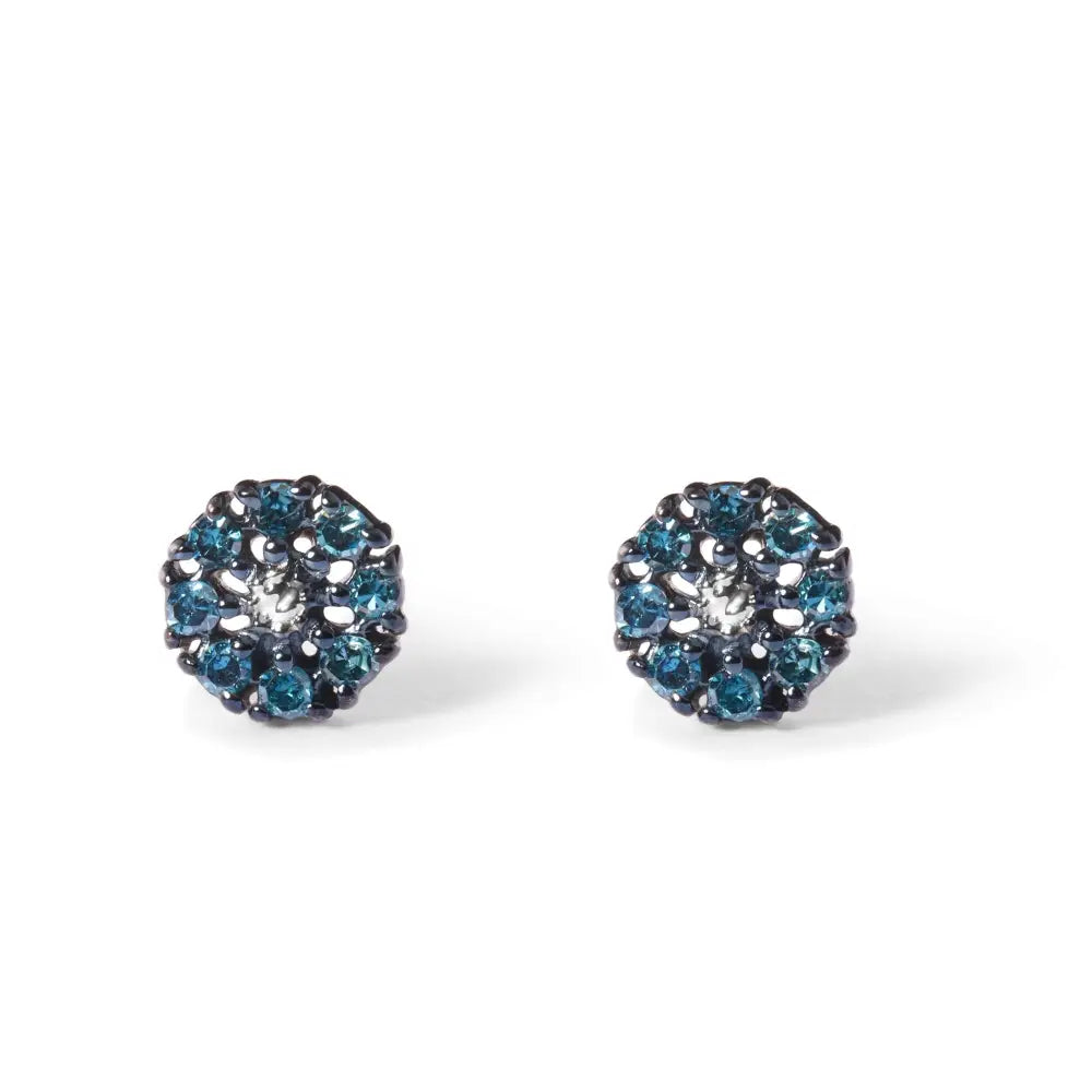 925 Sterling Silver 1/10 Cttw Blue Diamond Floral Cluster Stud Earrings (blue Color I3 Clarity) - Fine Jewelry us Direct