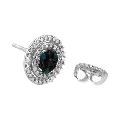 .925 Sterling Silver 1/10 Cttw Color Treated Round-cut Diamond Stud Earrings (blue I3 Clarity) - Fine Jewelry us Direct