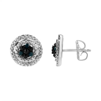 .925 Sterling Silver 1/10 Cttw Color Treated Round-cut Diamond Stud Earrings (blue I3 Clarity) - Fine Jewelry us Direct