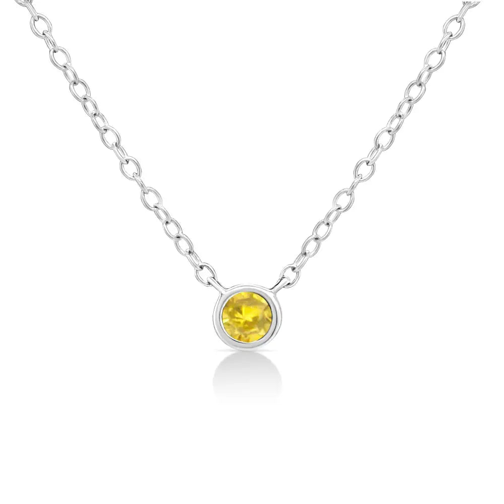 .925 Sterling Silver 1/10 Cttw Colored Diamond Suspended Bezel-set Solitaire 16’’-18’’ Adjustable Pendant