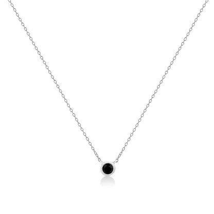 .925 Sterling Silver 1/10 Cttw Colored Diamond Suspended Bezel-set Solitaire 16’’-18’’ Adjustable Pendant