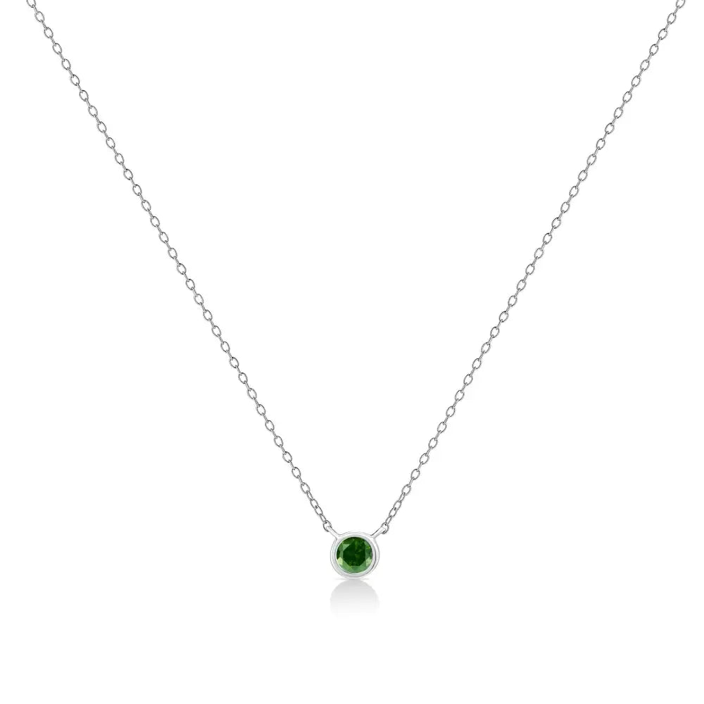 .925 Sterling Silver 1/10 Cttw Colored Diamond Suspended Bezel-set Solitaire 16’’-18’’ Adjustable Pendant