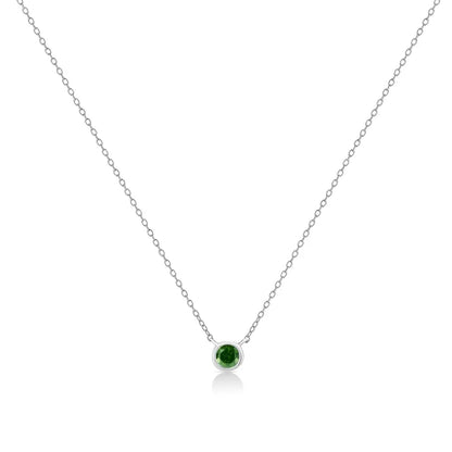 .925 Sterling Silver 1/10 Cttw Colored Diamond Suspended Bezel-set Solitaire 16’’-18’’ Adjustable Pendant