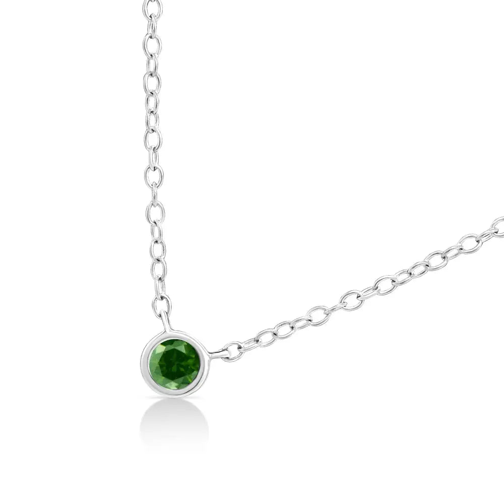 .925 Sterling Silver 1/10 Cttw Colored Diamond Suspended Bezel-set Solitaire 16’’-18’’ Adjustable Pendant