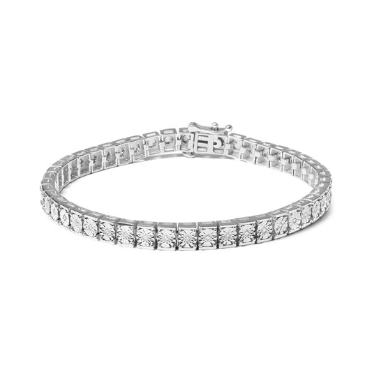 .925 Sterling Silver 1/10 Cttw Diamond 7.25’’ Link Bracelet (i-j Color I2-i3 Clarity) - Fine Jewelry us Direct