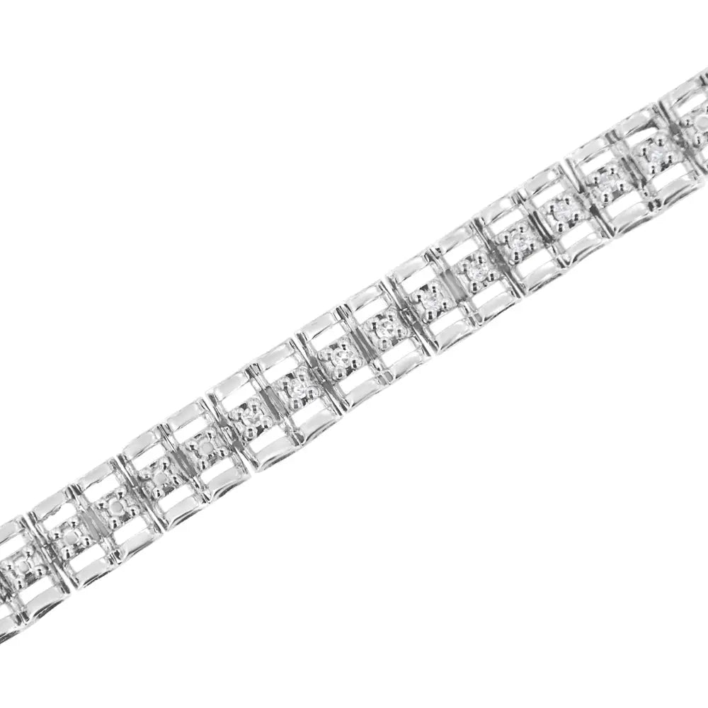 .925 Sterling Silver 1/10 Cttw Diamond Double-link 7’’ Rolex Tennis Bracelet (i-j Color I3 Clarity) - Fine Jewelry