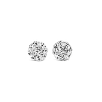 .925 Sterling Silver 1/10 Cttw Diamond Floral Cluster Stud Earrings (i-j Color I3 Clarity) - Fine Jewelry us Direct