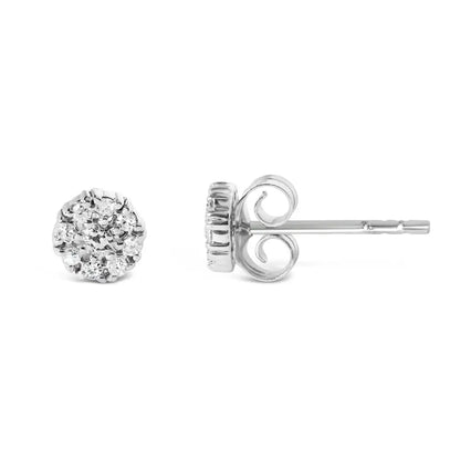 .925 Sterling Silver 1/10 Cttw Diamond Floral Cluster Stud Earrings (i-j Color I3 Clarity) - Fine Jewelry us Direct