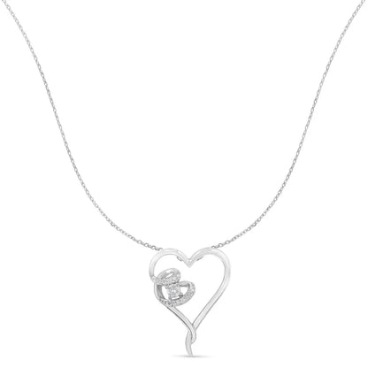 .925 Sterling Silver 1/10 Cttw Diamond Heart Pendant Necklace (h-i I1-i2) - Fine Jewelry us Direct