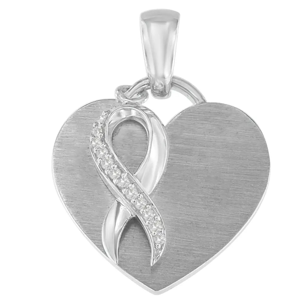 .925 Sterling Silver 1/10 Cttw Diamond Heart Pendant Necklace (h-i I1-i2) - Fine Jewelry us Direct