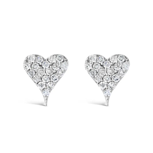 925 Sterling Silver 1/10 Cttw Diamond Heart Shaped Stud Earrings (i-j Color I3 Clarity) - Fine Jewelry us Direct