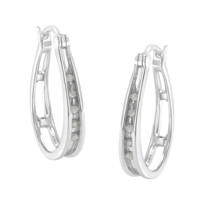 .925 Sterling Silver 1/10 Cttw Diamond Hoop Earrings (i-j Color I3 Clarity) - Fine Jewelry us Direct