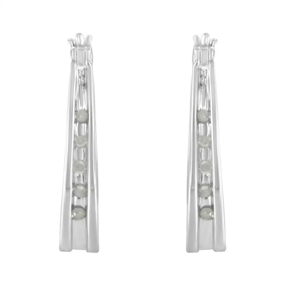 .925 Sterling Silver 1/10 Cttw Diamond Hoop Earrings (i-j Color I3 Clarity) - Fine Jewelry us Direct