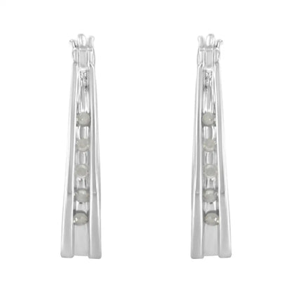 .925 Sterling Silver 1/10 Cttw Diamond Hoop Earrings (i-j Color I3 Clarity) - Fine Jewelry us Direct