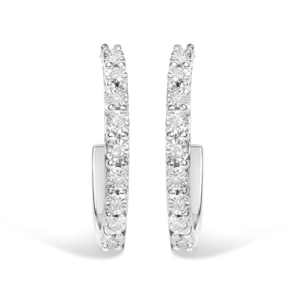 .925 Sterling Silver 1/10 Cttw Diamond Miracle Set J-hoop Earring (i-j Color I3 Clarity) - Fine Jewelry us Direct