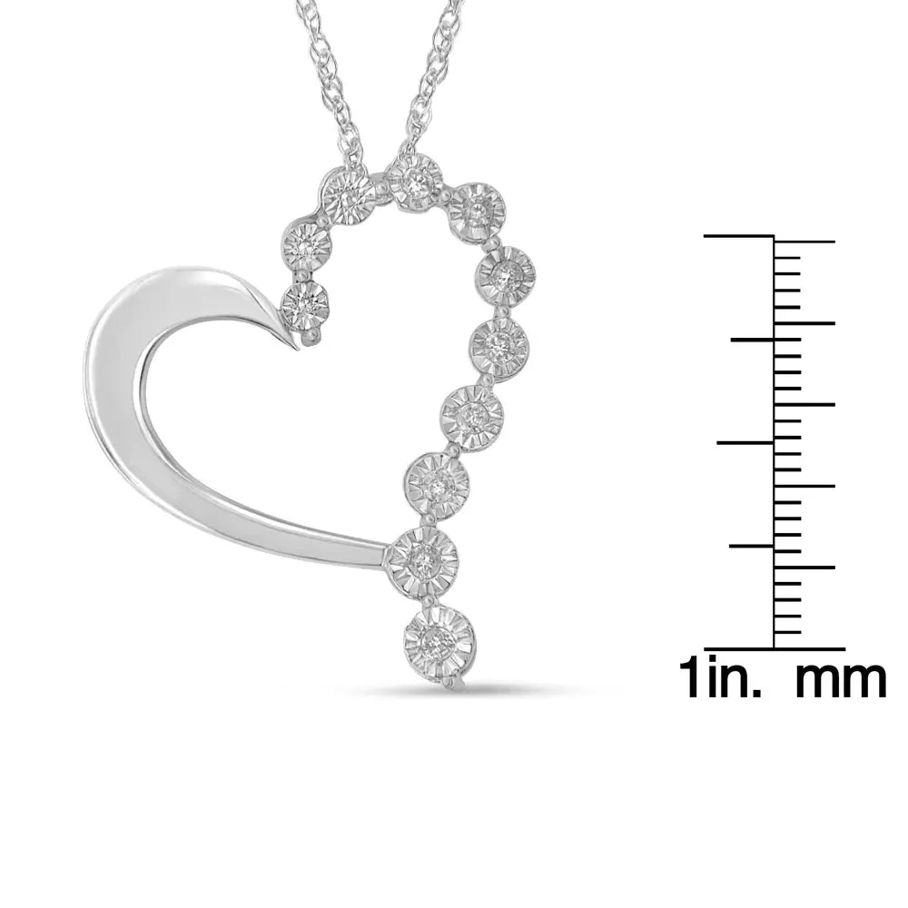 .925 Sterling Silver 1/10 Cttw Diamond Miracle-set Open Heart 18’’ Pendant Necklace (h-i Color I2-i3 Clarity)