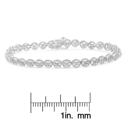 .925 Sterling Silver 1/10 Cttw Diamond Open Circle Wheel Link 7’’ Tennis Bracelet (i-j Color I2-i3 Clarity) - Fine