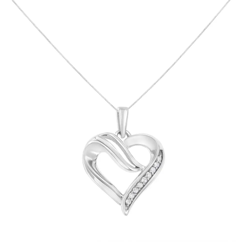 .925 Sterling Silver 1/10 Cttw Diamond Open Heart 18’’ Pendant Necklace (i-j Color I2-i3 Clarity) - Fine Jewelry