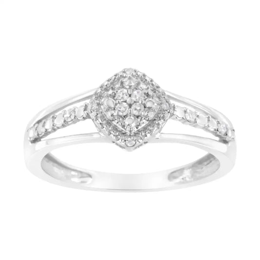 .925 Sterling Silver 1/10 Cttw Diamond Split Shank Promise Cocktail Ring (i-j Color I1-i2 Clarity) - Fine Jewelry