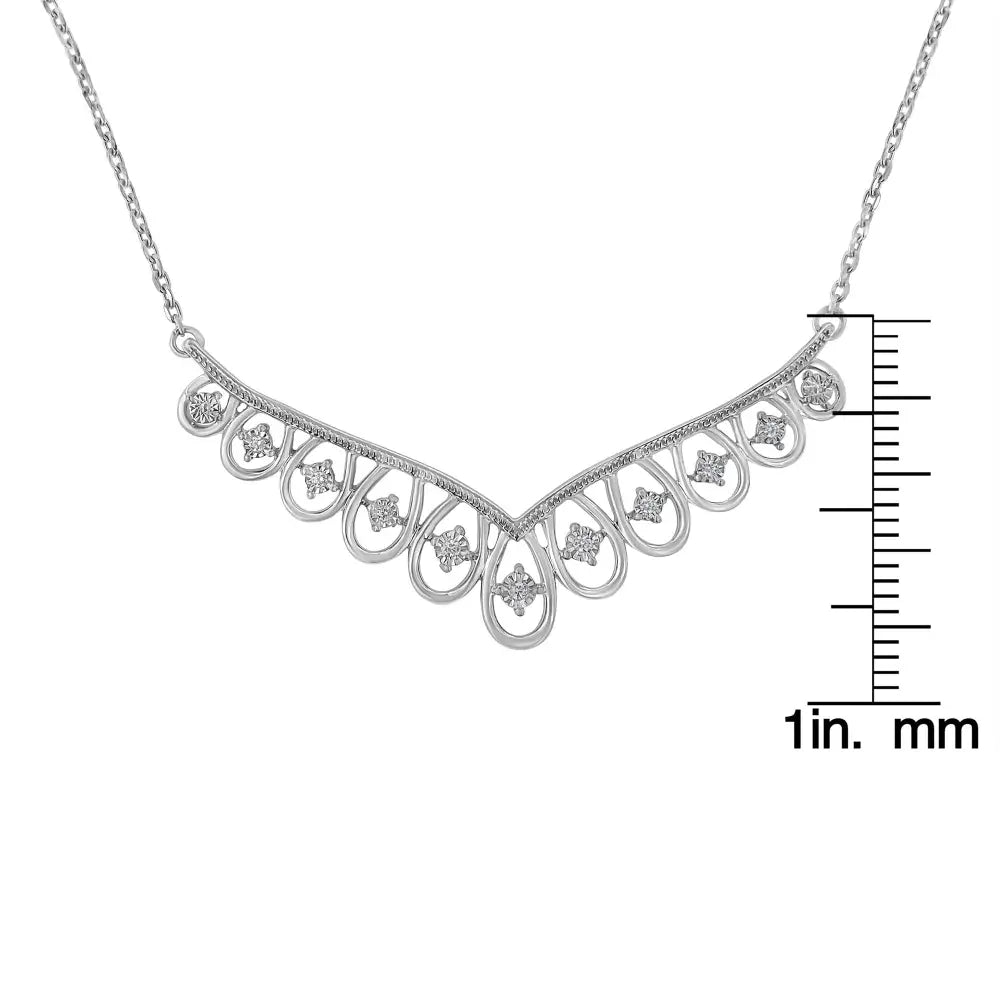 .925 Sterling Silver 1/10 Cttw Miracle-set Diamond Chandelier Style 18’’ Necklace (i-j Color I3 Clarity) - Fine