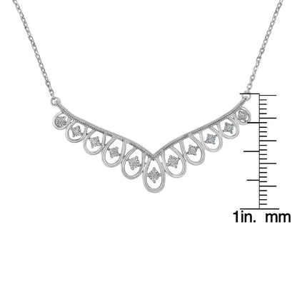 .925 Sterling Silver 1/10 Cttw Miracle-set Diamond Chandelier Style 18’’ Necklace (i-j Color I3 Clarity) - Fine