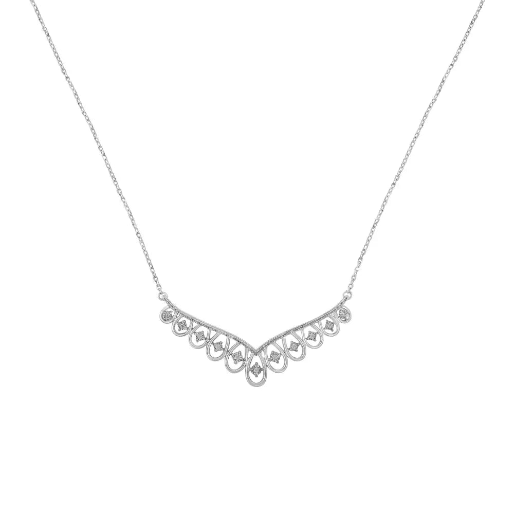 .925 Sterling Silver 1/10 Cttw Miracle-set Diamond Chandelier Style 18’’ Necklace (i-j Color I3 Clarity) - Fine