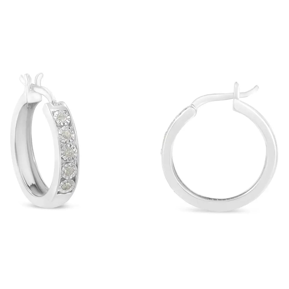 .925 Sterling Silver 1/10 Cttw Miracle Set Diamond Full Circle Hoop Earrings (i-j Color I3 Clarity) - Fine Jewelry