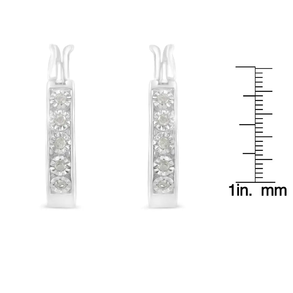 .925 Sterling Silver 1/10 Cttw Miracle Set Diamond Full Circle Hoop Earrings (i-j Color I3 Clarity) - Fine Jewelry