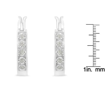 .925 Sterling Silver 1/10 Cttw Miracle Set Diamond Full Circle Hoop Earrings (i-j Color I3 Clarity) - Fine Jewelry