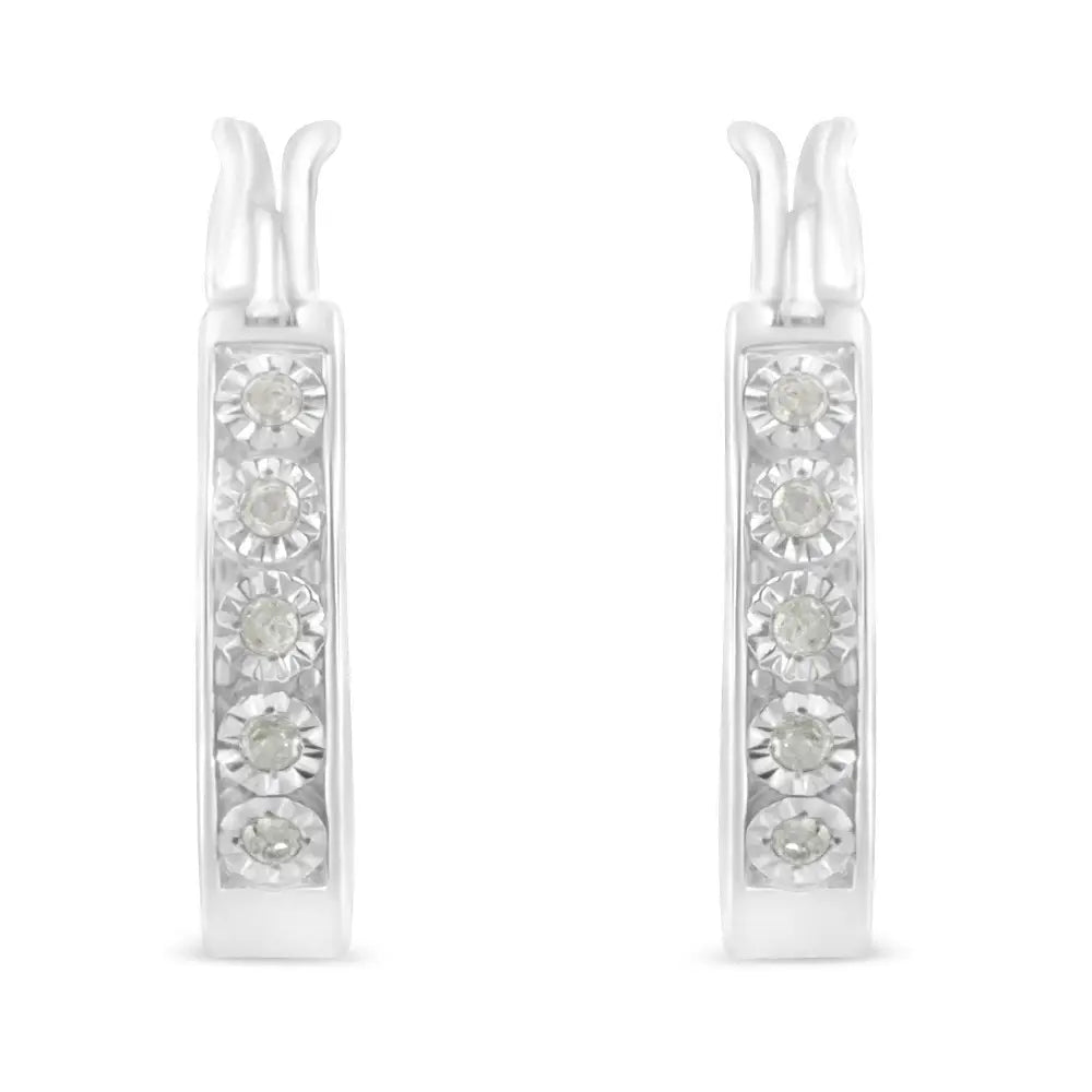 .925 Sterling Silver 1/10 Cttw Miracle Set Diamond Full Circle Hoop Earrings (i-j Color I3 Clarity) - Fine Jewelry