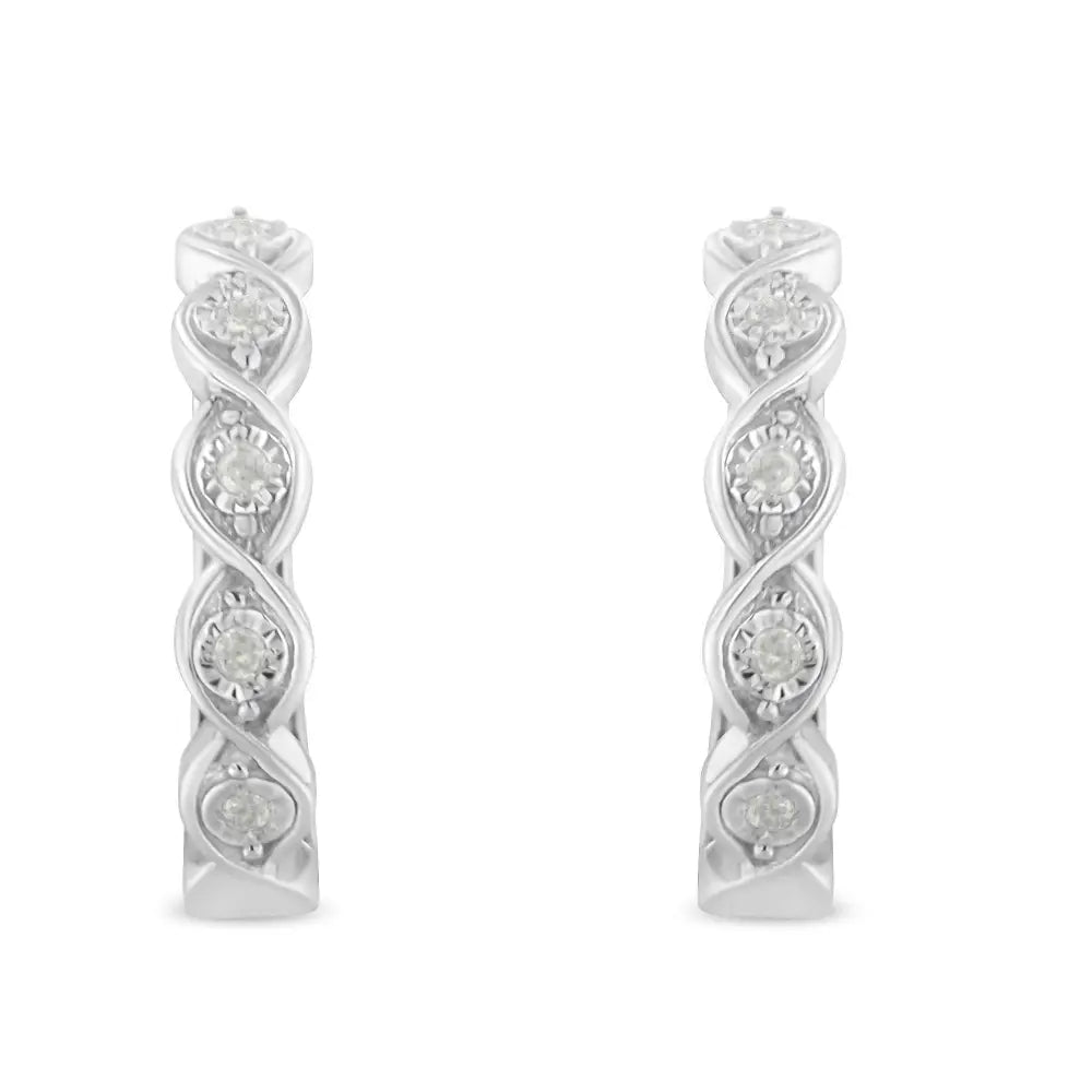 .925 Sterling Silver 1/10 Cttw Miracle-set Diamond Infinity Swirl Hoop Earrings (i-j Color I3 Clarity) - Fine Jewelry