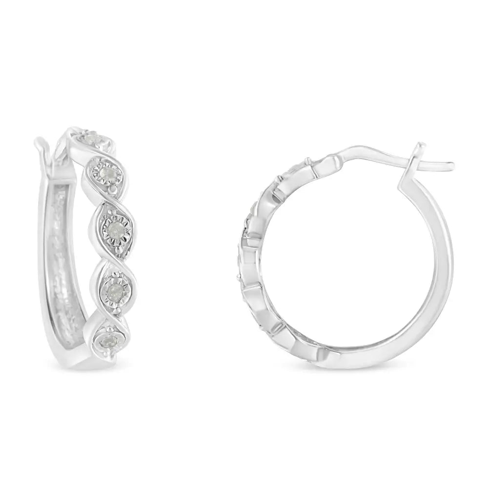 .925 Sterling Silver 1/10 Cttw Miracle-set Diamond Infinity Swirl Hoop Earrings (i-j Color I3 Clarity) - Fine Jewelry