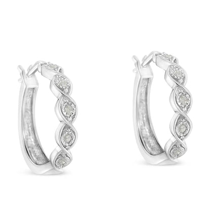 .925 Sterling Silver 1/10 Cttw Miracle-set Diamond Infinity Swirl Hoop Earrings (i-j Color I3 Clarity) - Fine Jewelry