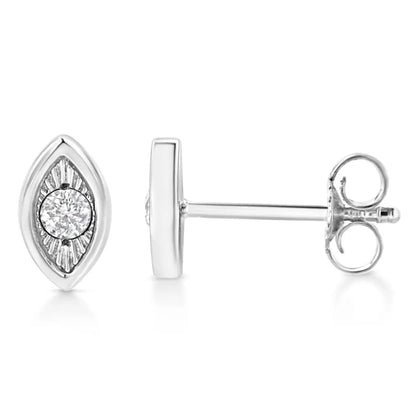 .925 Sterling Silver 1/10 Cttw Miracle-set Diamond Stud Earrings (i-j Color I2-i3 Clarity) - Choice of Shapes - Fine