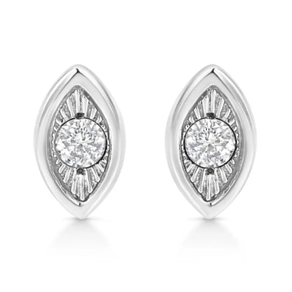 .925 Sterling Silver 1/10 Cttw Miracle-set Diamond Stud Earrings (i-j Color I2-i3 Clarity) - Choice of Shapes - Fine