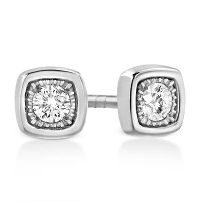 .925 Sterling Silver 1/10 Cttw Miracle-set Diamond Stud Earrings (i-j Color I2-i3 Clarity) - Choice of Shapes - Fine