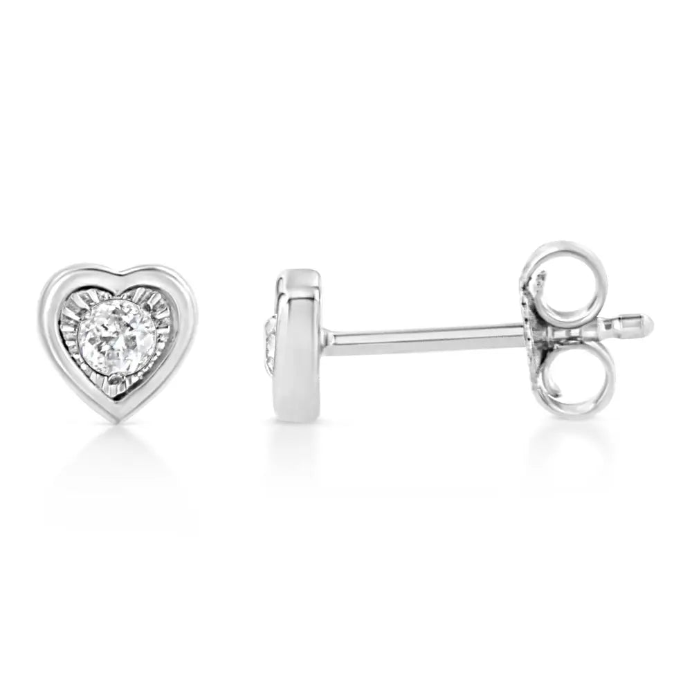 .925 Sterling Silver 1/10 Cttw Miracle-set Diamond Stud Earrings (i-j Color I2-i3 Clarity) - Choice of Shapes - Fine