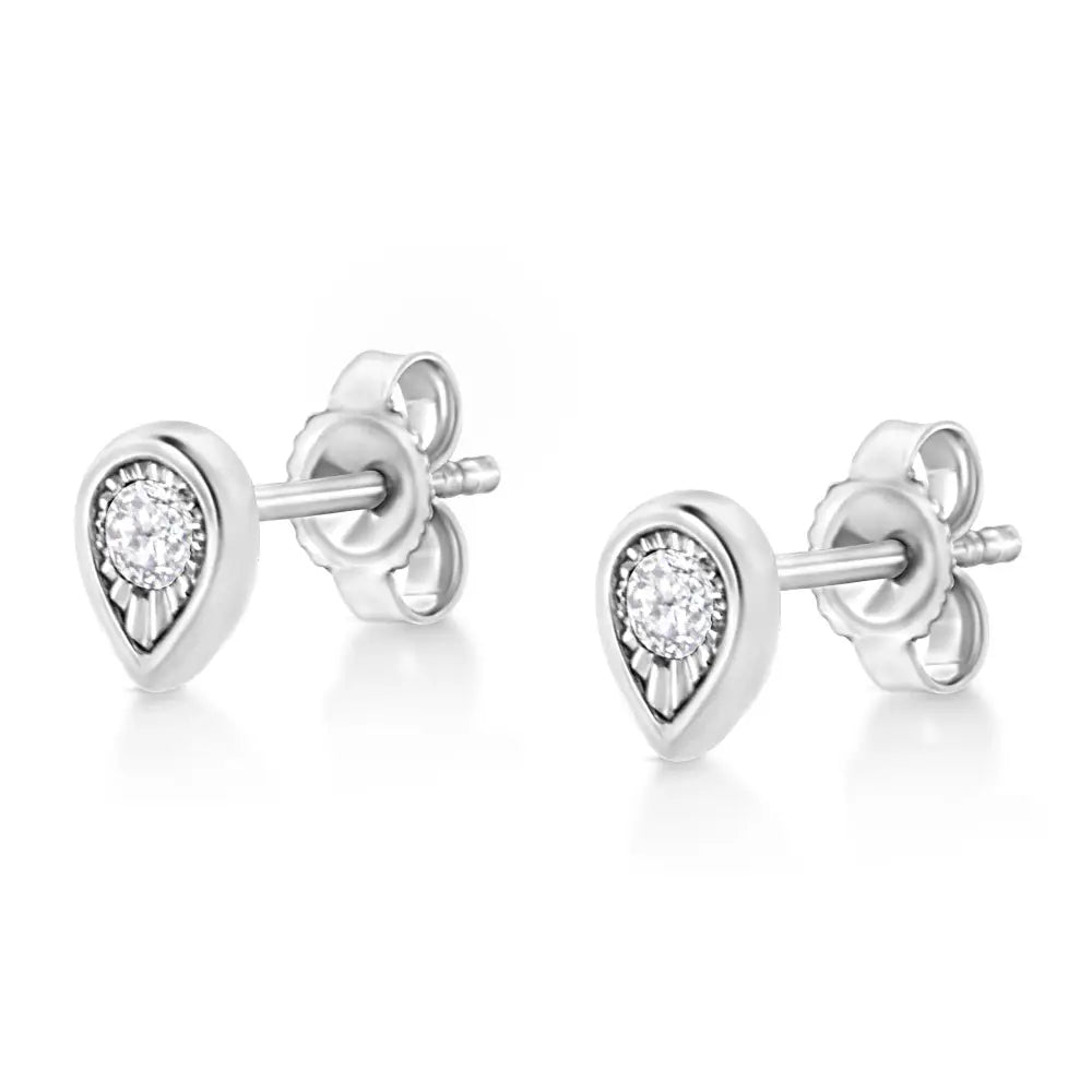 .925 Sterling Silver 1/10 Cttw Miracle-set Diamond Stud Earrings (i-j Color I2-i3 Clarity) - Choice of Shapes - Fine