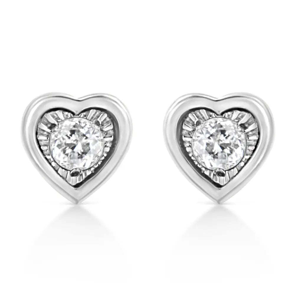 .925 Sterling Silver 1/10 Cttw Miracle-set Diamond Stud Earrings (i-j Color I2-i3 Clarity) - Choice of Shapes - Fine