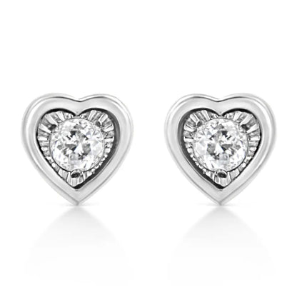 .925 Sterling Silver 1/10 Cttw Miracle-set Diamond Stud Earrings (i-j Color I2-i3 Clarity) - Choice of Shapes - Fine