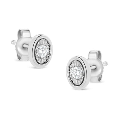 .925 Sterling Silver 1/10 Cttw Miracle-set Diamond Stud Earrings (i-j Color I2-i3 Clarity) - Choice of Shapes - Fine